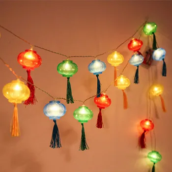 Светодиодные праздничные огни USB Зарядка Традиционный китайский красный фонарь лампа для украшения новогоднего фестиваля гирлянда струнный ночник