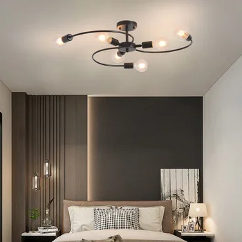 6 головок Скандинавский простой современный потолочный светильник для гостиной, столовой, Железный потолочный светильник для спальни, ресторана, потолочный светильник