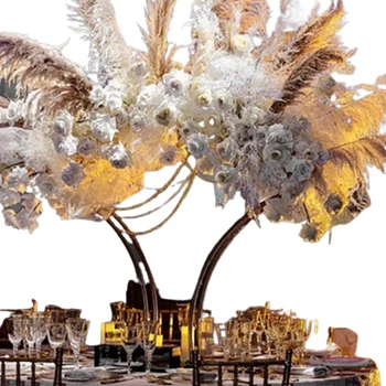Свадебное украшение столешница из золотистого металла с цветочным дисплеем декор AB720