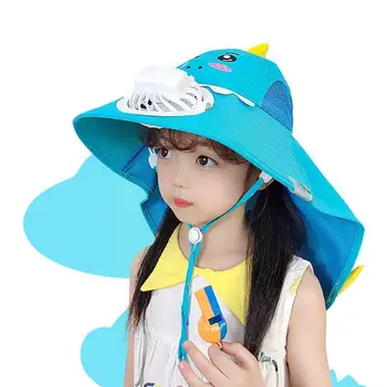 Детская солнцезащитная шляпа с охлаждающим вентилятором для девочек и мальчиков, защита от шеи и ушей, милая модная солнцезащитная летняя УФ-защита для путешествий на открытом воздухе Cas H2S1
