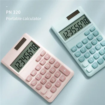 Портативный солнечный калькулятор с Большим ЖК-дисплеем, 8 цифр, инструмент с двумя кнопками, чувствительными к мощности