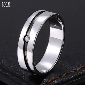 Мужское кольцо BOCAI New real s925 из чистого серебра, европейское и американское модное мужское кольцо с цирконием